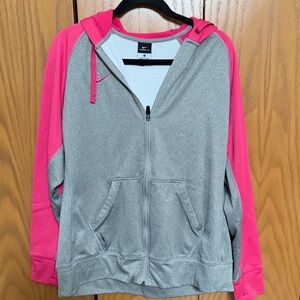 Nike Women's Gray and Pink Hoodie Jacket